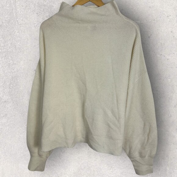 NWT Anthropologie 100% Cashmere Ribbed Mock Neck Jumper sweater Ivory Size XL - Picture 4 of 15